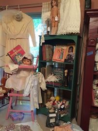 Vintage Books, dolls and baby clothing