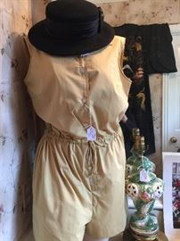 Vintage dress form, clothing and hats