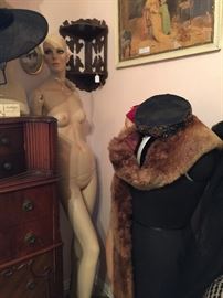 Full mannequin, dress form and hat 