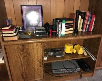 Bookcases and decor.
