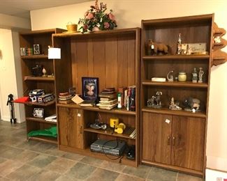 Entertainment and bookcases—3 pieces, each priced desperately.