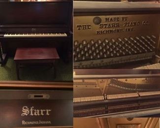 UP-RIGHT ANTIQUE PIANO IN GOOD CONDITION WITH BENCH