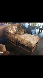 Bamboo chair and ottoman