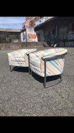Pair of vintage chrome lounge chairs