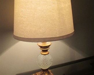 TABLE LAMP WITH CRYSTAL BALL AND GOLD ACCENTS