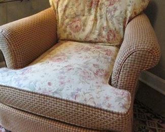 SHABBY CHIC CHAIR TWO PATTERN UPHOLSTERY
