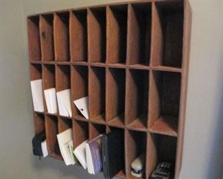 COUNTRY POST OFFICE WOODEN MAIL SORTING CABINET
