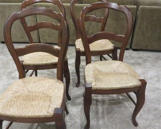 FRENCH DINING CHAIRS CURVED TOPRAIL WITH CABRIOLE LEGS (set of 4) RUSH SEATS - MAHONGANY FINSH
POTTERY BARN