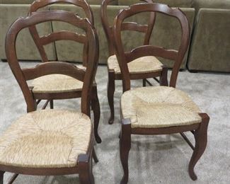 FRENCH DINING CHAIRS CURVED TOPRAIL WITH CABRIOLE LEGS  (set of 4) RUSH SEATS - MAHONGANY FINSH
POTTERY BARN
