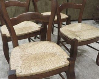 FRENCH DINING CHAIRS CURVED TOPRAIL WITH CABRIOLE LEGS  (set of 4) RUSH SEATS
POTTERY BARN
