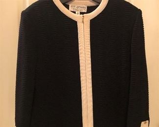 St. John Black & Ivory Knit Jacket Size 8