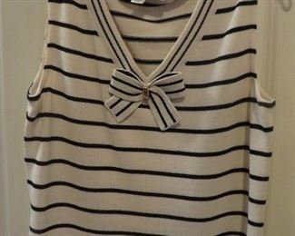 St. John Black Knit black & ivory striped Sweater Set 2PCS
(detail)