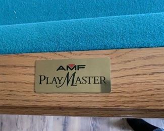 AMF Playmaster Pool table. Available for presale. Text offers to 847-772-0404.