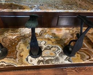Amazing vintage shoe-shine stand with gorgeous marble platforms! A wonderful statement piece. Available for presale. Text offers to 847-772-0404.