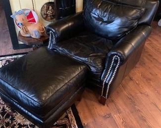 Fine leather chair and ottoman - also a matching sofa available!