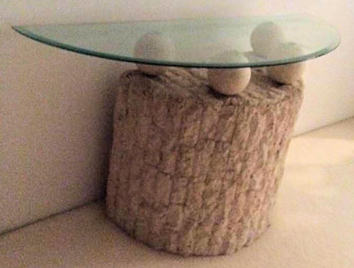 WWT010 Stone & Glass Top Entry Table
