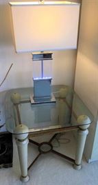 WWT024 Glass End Tables and Lamps
