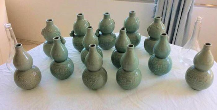WWT038 Celadon Sake Bottles