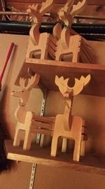 Vintage Wood Reindeer Plant Stands