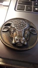 Malcolm Hereford Cows Cocktails Vintage 1975 Metal Belt Buckle Myers-Suzio