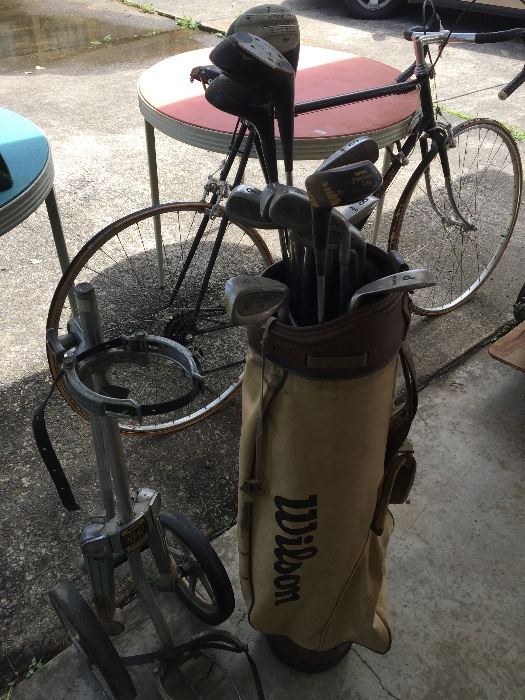 vintage clubs and cart