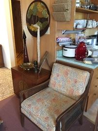 Groovy chair and painted cabinet