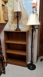 Book case and lamps