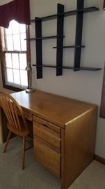Desk and wall shelf