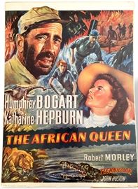 shrinkwrapped African Queen Movie poster dated 1974. Measures 20 1/2" x 28". 