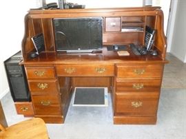 Nice roll-top desk, computer & laptop