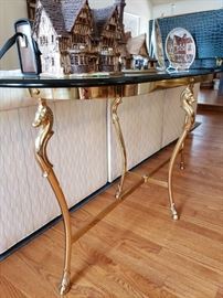 Brass glass-topped table