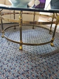 Brass glass topped table