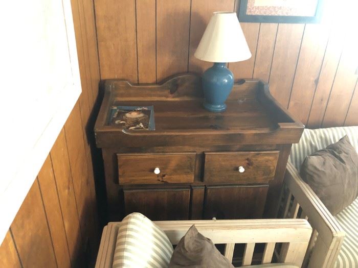 Solid wood dry sink 2-drawer cabinet