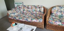 Wicker sofa & loveseat