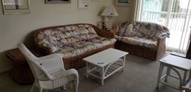 Wicker sofa & loveseat