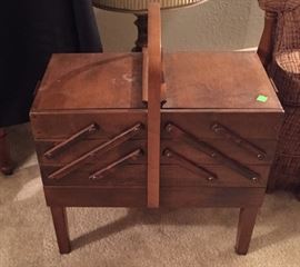 Vintage Accordion Style Sewing Chest
