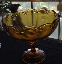 Fenton Amber Pedestal Fruit Bowl