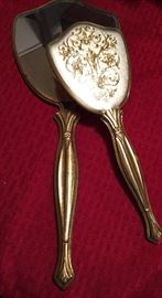 Vintage Handheld Ornate Mirror & Brush