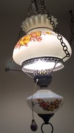Antique Swag Lamp Pinched Top Ribbon Hurricane Style