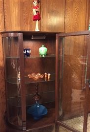Mahogany Lighted Curio Cabinet