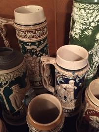 German Steins Assorted Some over 100's Years Old