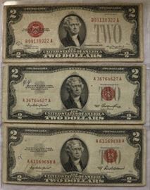 1953; 1953a; & 1928D $2 Red Seal bills