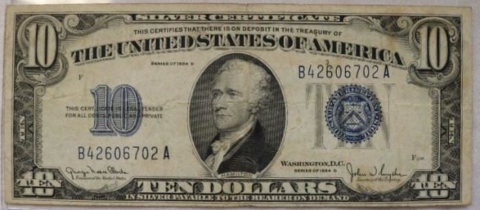 1934d $10 Silver Certificate