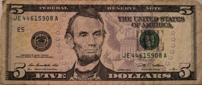 2009 $5 bill
