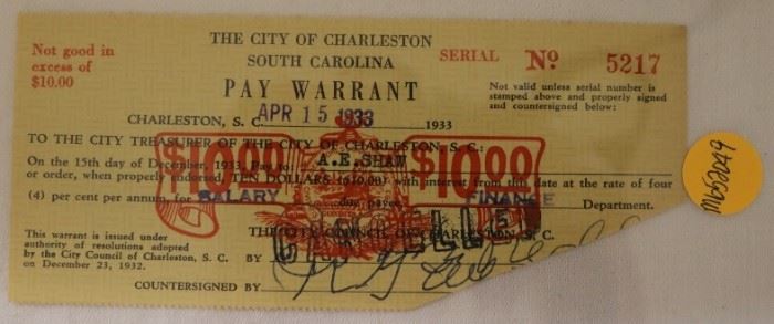 City of Charleston $10 Depression Era Scrip