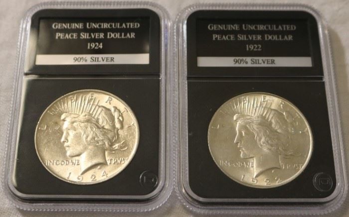 Uncirculated peace silver dollars
