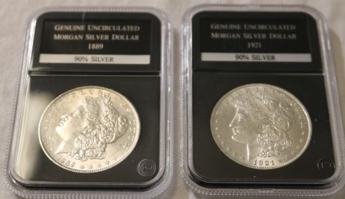 Uncirculated Morgan silver dollars