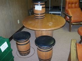 Barrel table and stool set