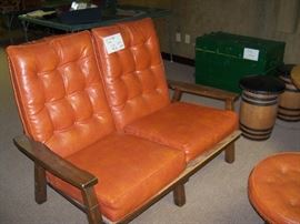 Barrel loveseat (needs new straps or plywood under cushions