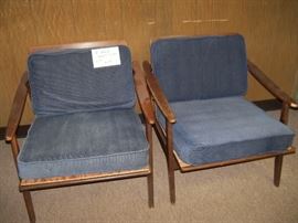 pair of Danish modern chairs, needs TLC